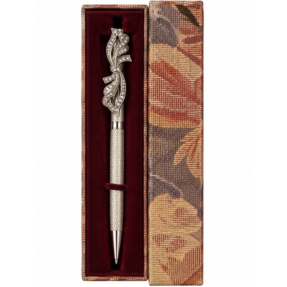 1928 Jewelry Co. Ornate Silver-Tone Ballpoint Pen Orig. Box & Refill VTG SKUW782